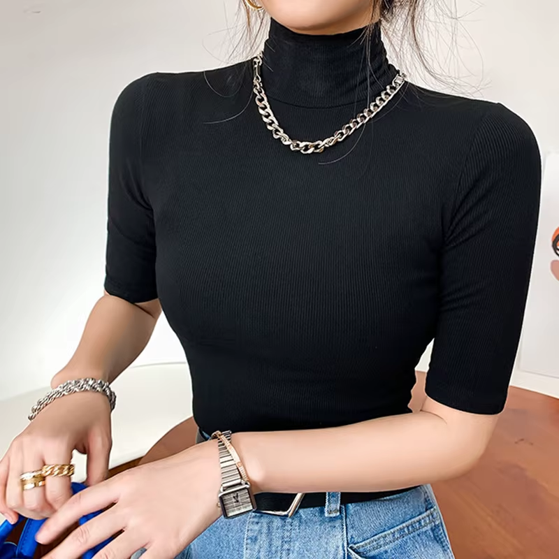 Women’s Elayne Textured Ribbed Mock Neck Top