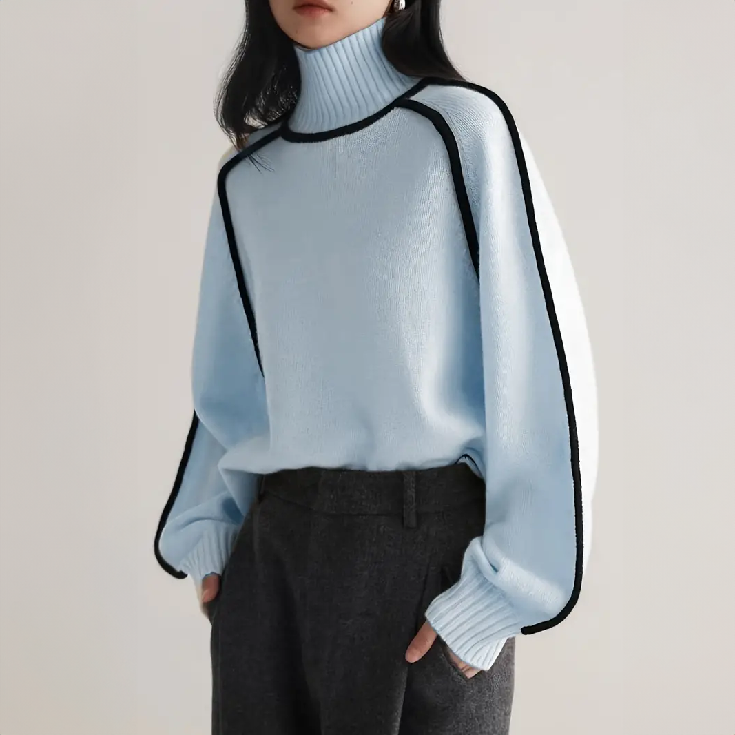 Amelie Structured Contrast Turtleneck Sweater