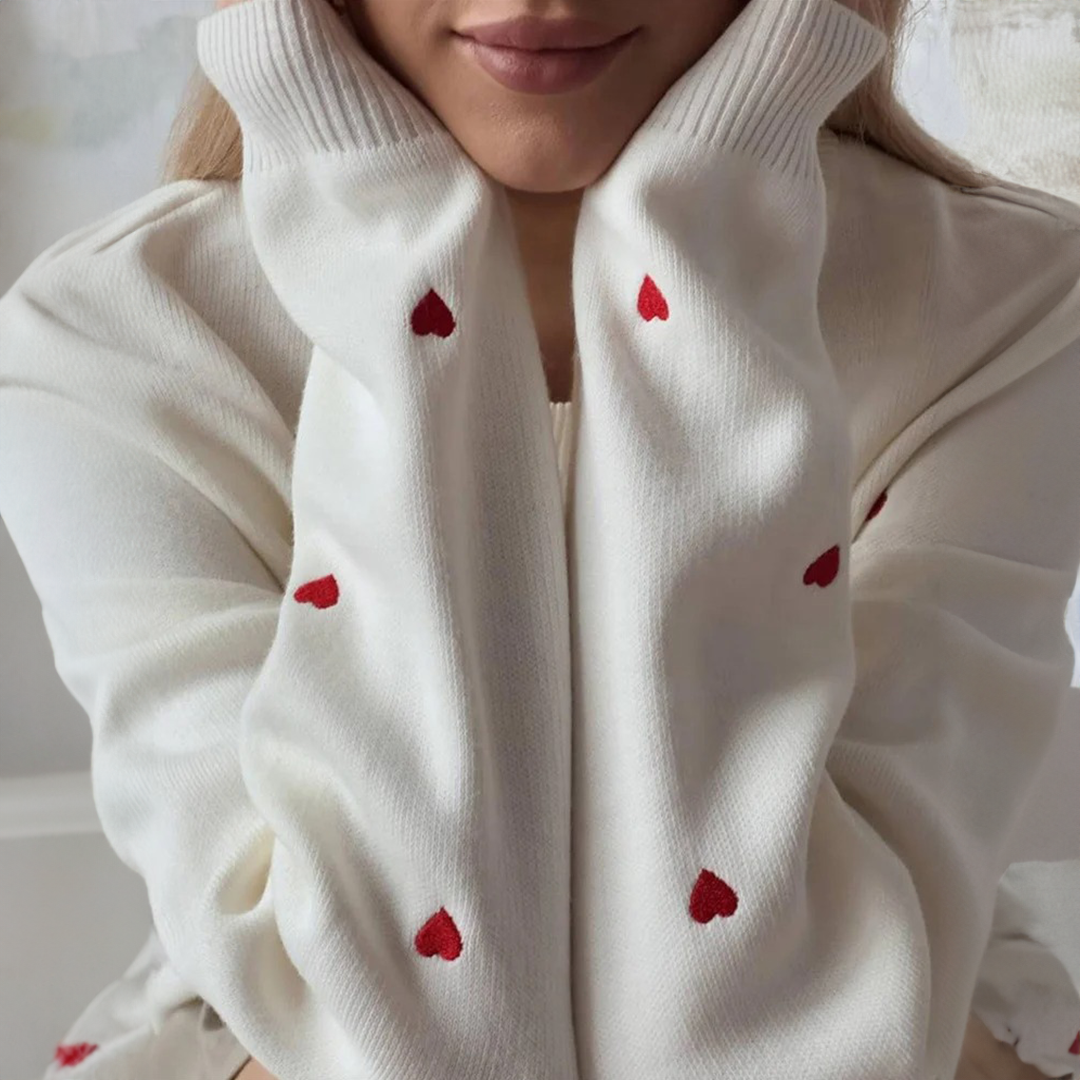 Amara Heart Knit Pullover Sweater