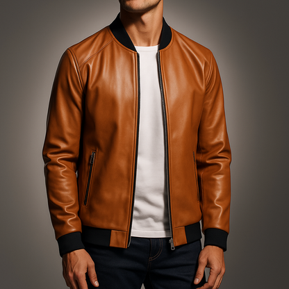 Dastan Faux Leather Bomber Jacket