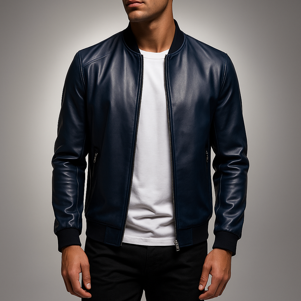 Dastan Faux Leather Bomber Jacket