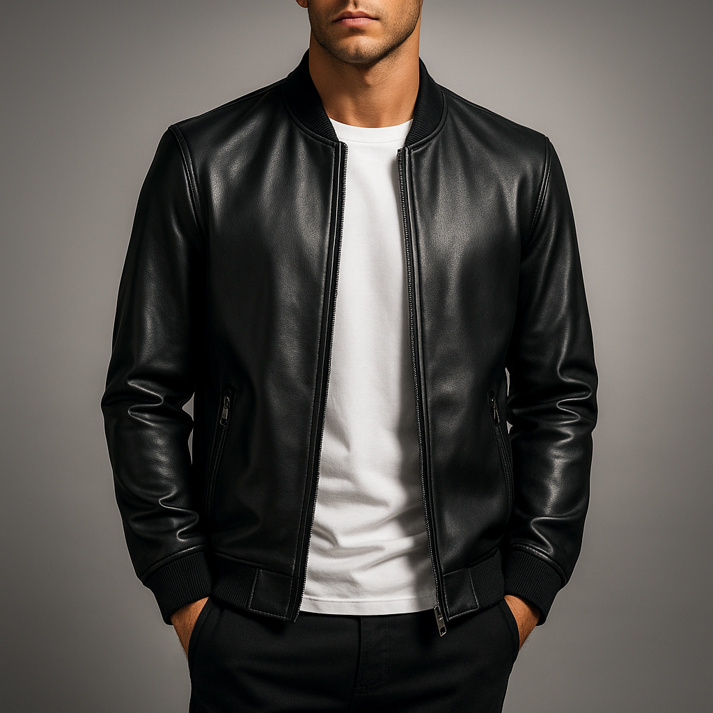 Dastan Faux Leather Bomber Jacket