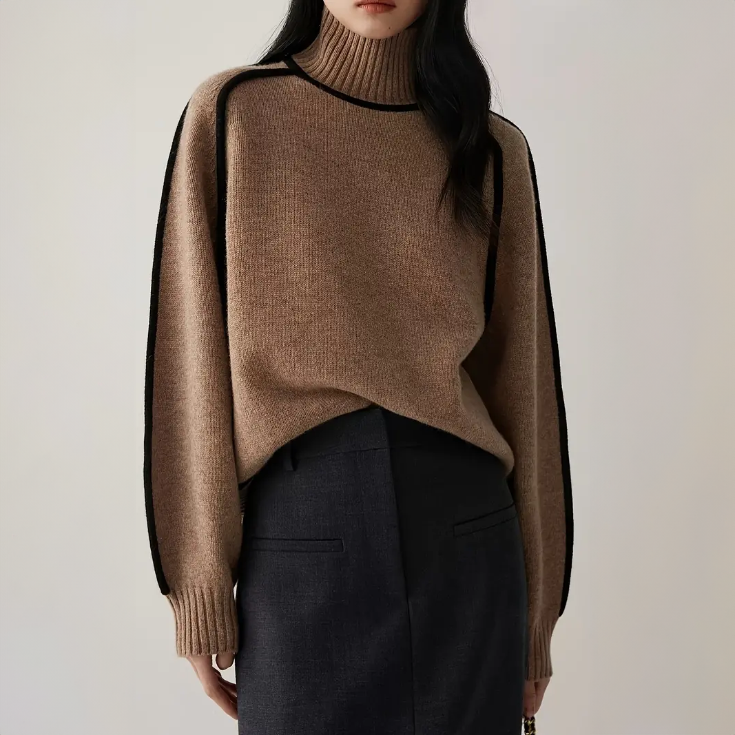 Amelie Structured Contrast Turtleneck Sweater