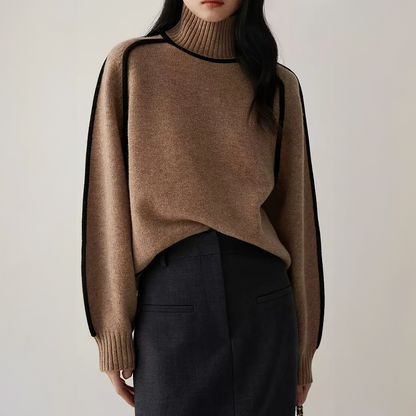 Amelie Structured Contrast Turtleneck Sweater