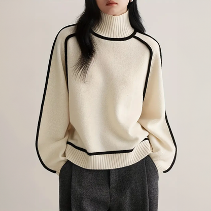 Amelie Structured Contrast Turtleneck Sweater