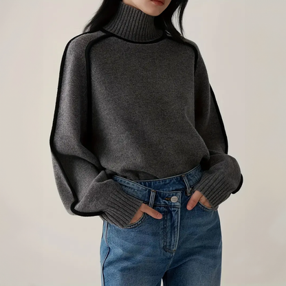 Amelie Structured Contrast Turtleneck Sweater