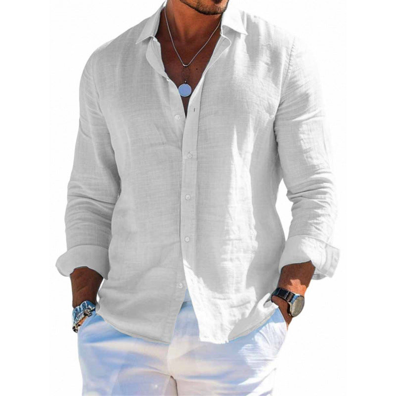 Men’s Arden Cotton-Linen Lapel Shirt