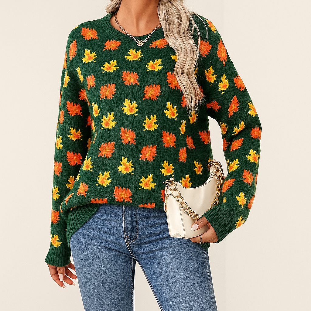 Women’s Maribel Leaf Pattern Knit Pullover