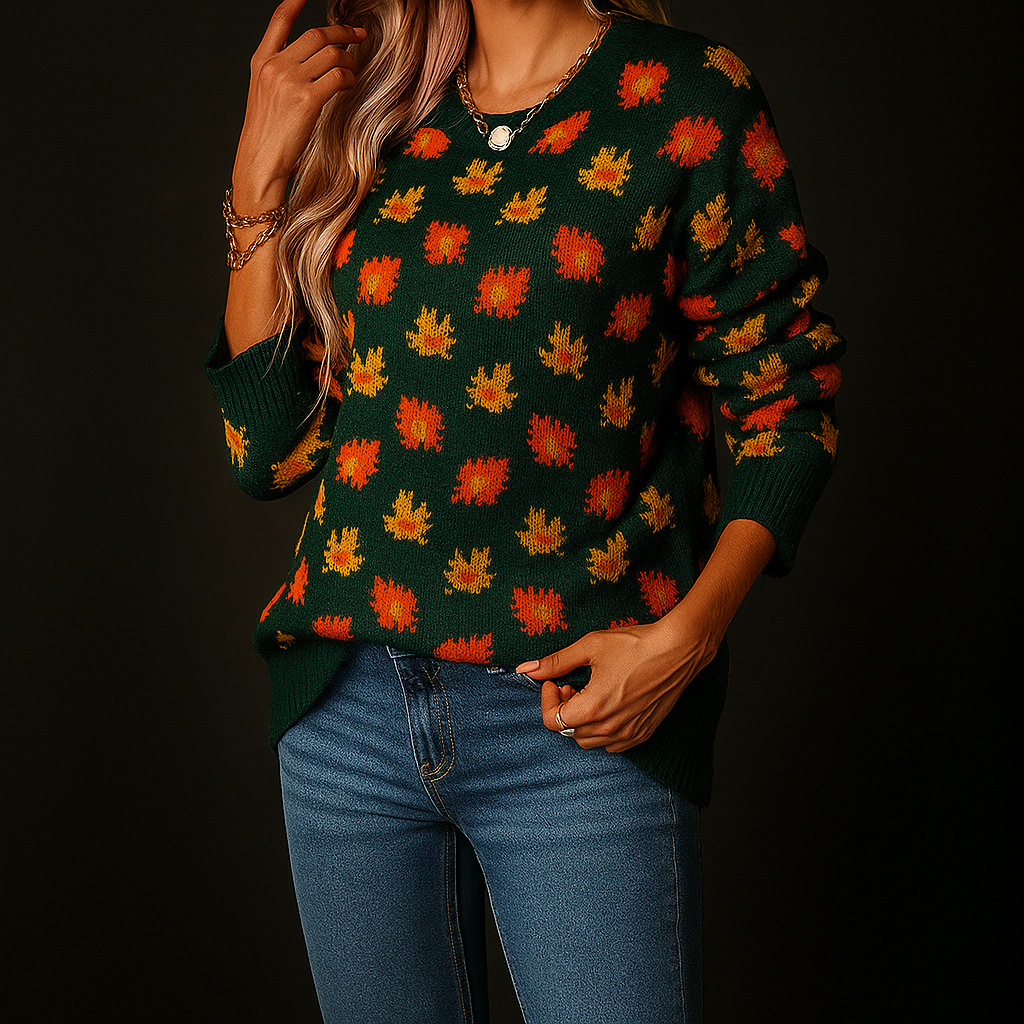 Women’s Maribel Leaf Pattern Knit Pullover