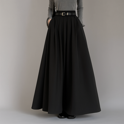 Structured Pleated Maxi Skirt