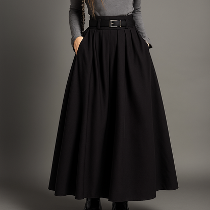Structured Pleated Maxi Skirt