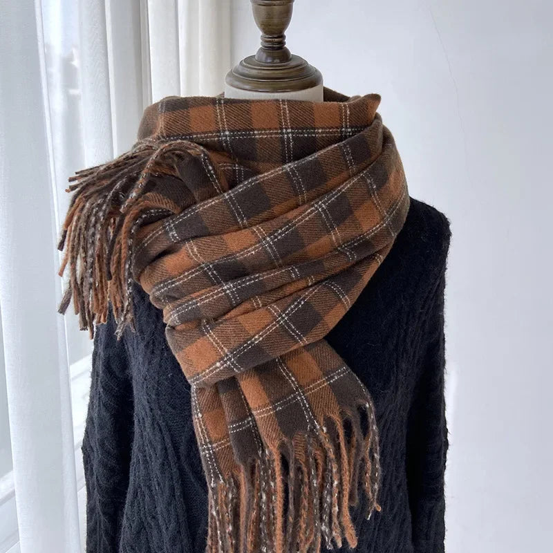 Melviera Check Fringe Scarf