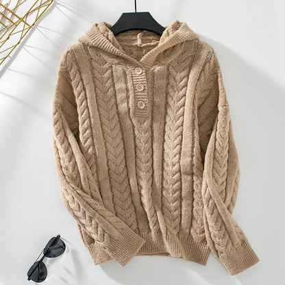 Marcella Knit Button Hoodie