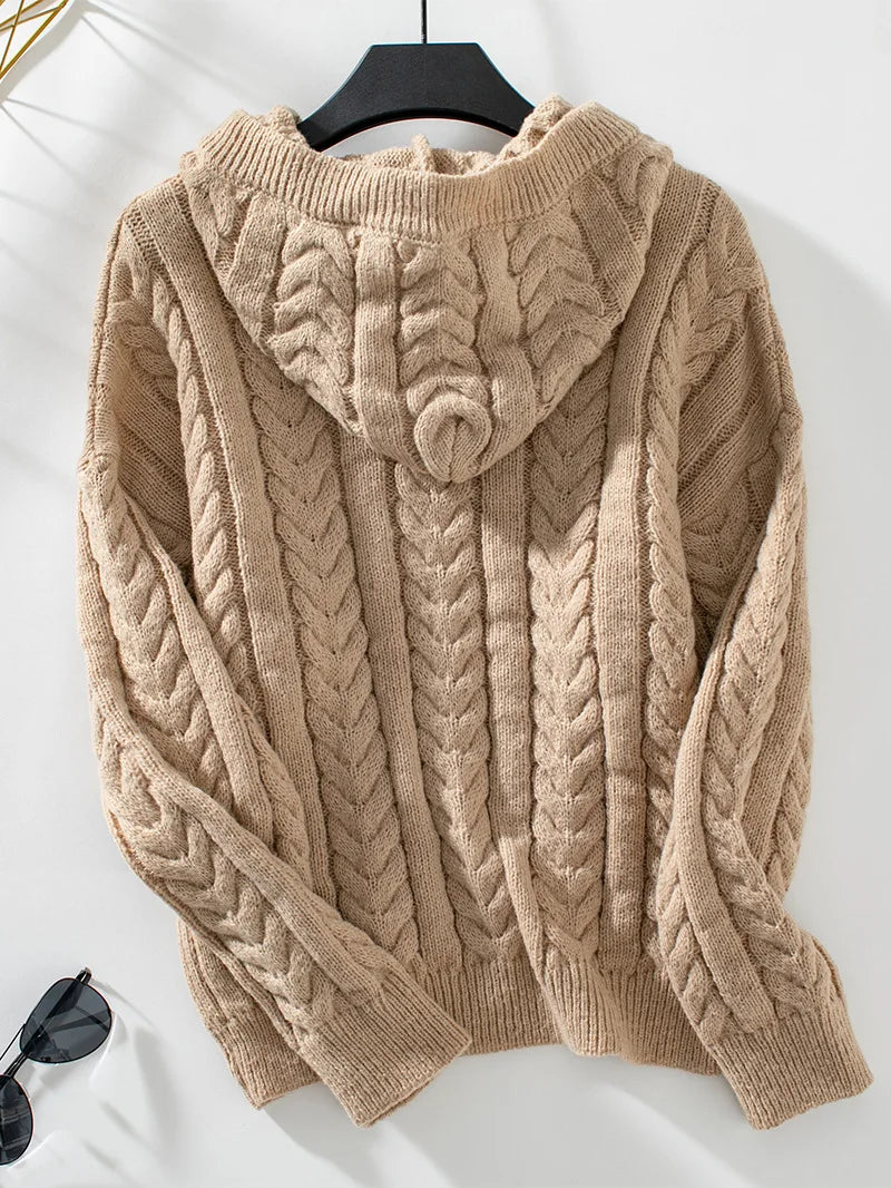 Marcella Knit Button Hoodie