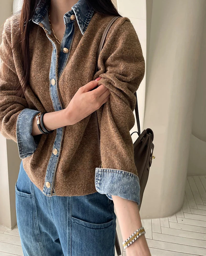 Sirena Denim Contrast Cardigan