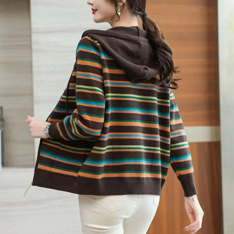 Cambrio Striped Hooded Cardigan