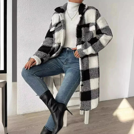 Women’s Norwell Plush Plaid Overcoat