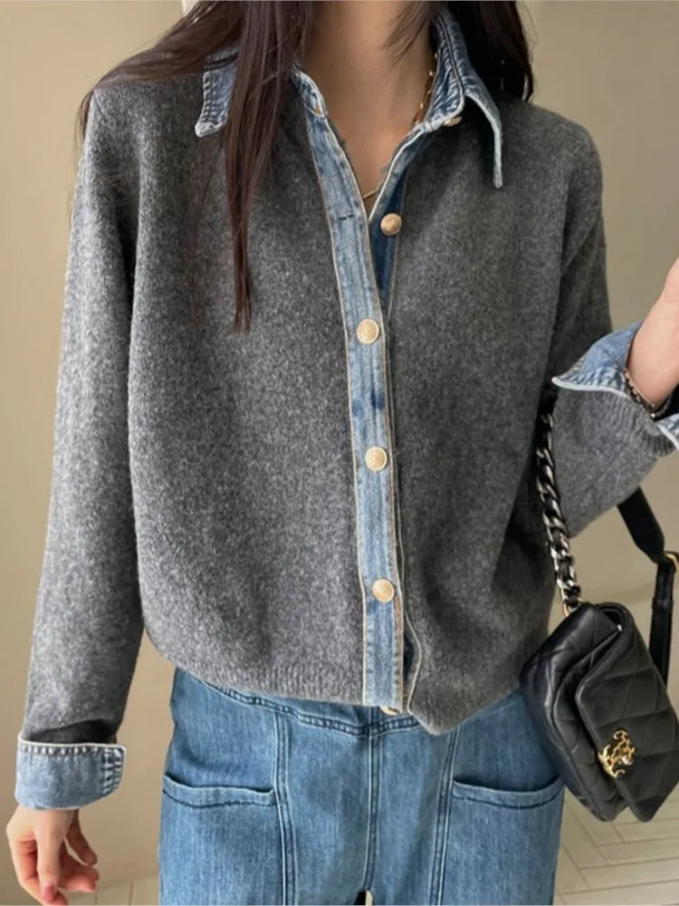 Sirena Denim Contrast Cardigan