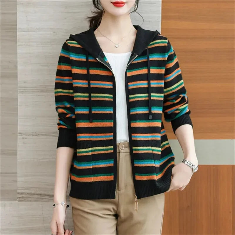Cambrio Striped Hooded Cardigan