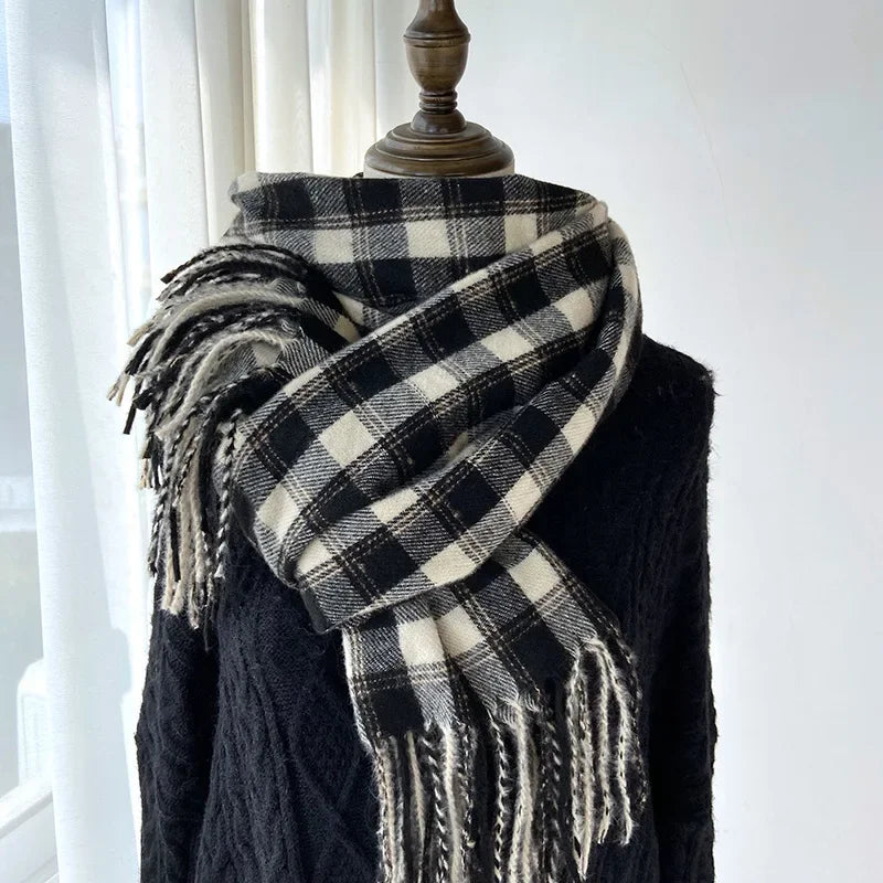 Melviera Check Fringe Scarf