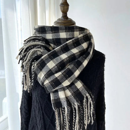 Melviera Check Fringe Scarf