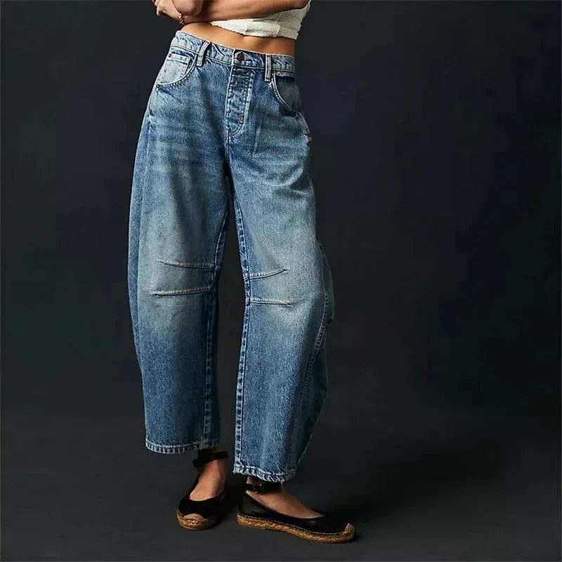 Classic Mid-Rise Barrel Denim Jeans