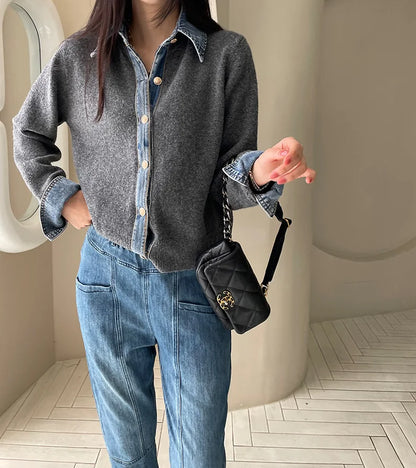 Sirena Denim Contrast Cardigan