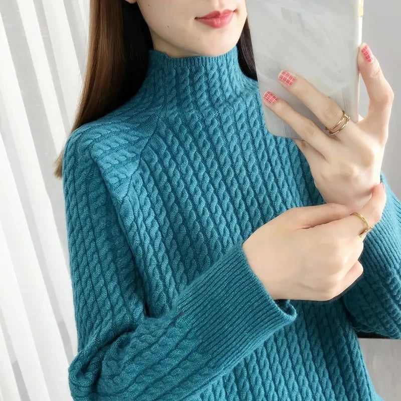 Elara Braided Cotton Turtleneck Sweater