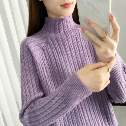 Elara Braided Cotton Turtleneck Sweater