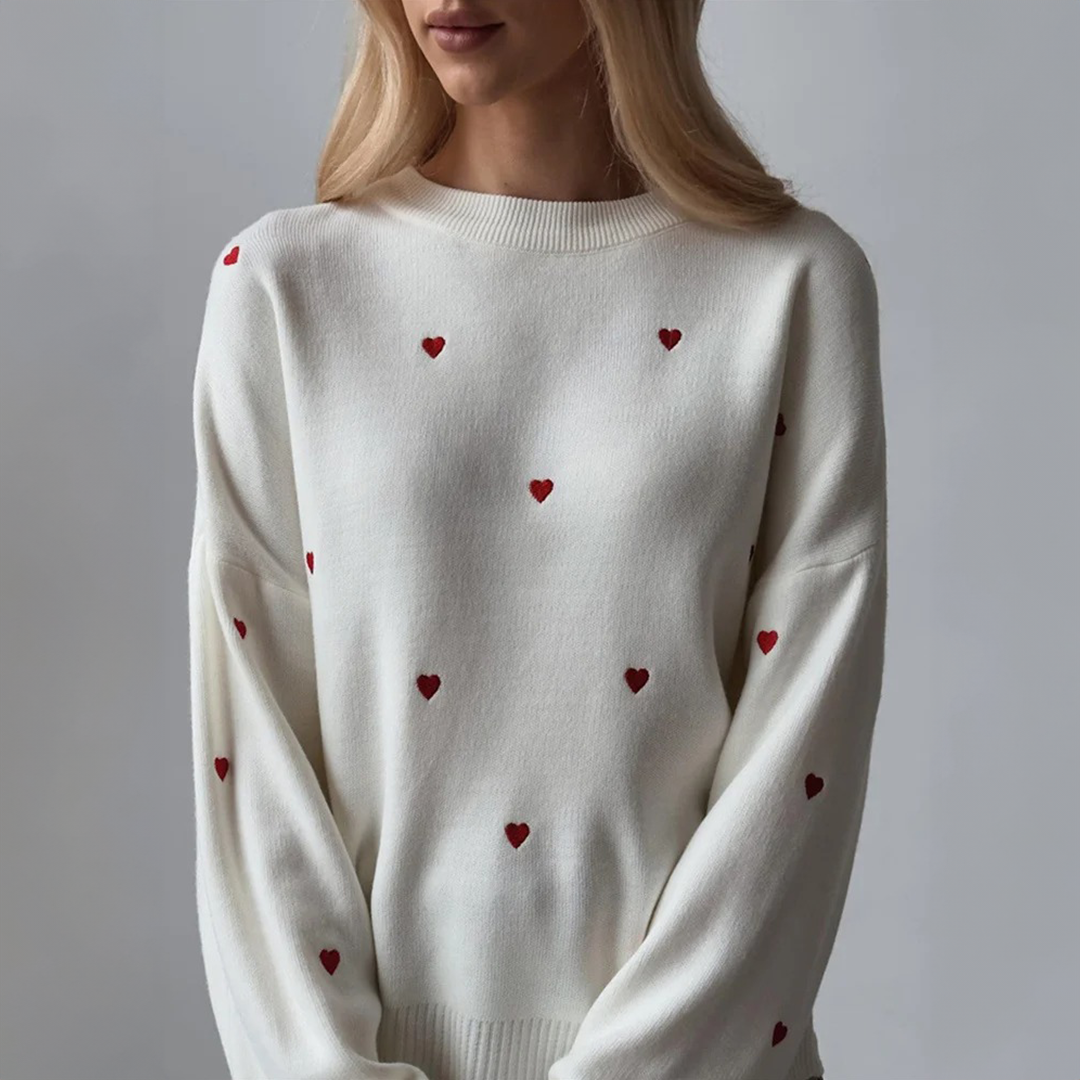 Amara Heart Knit Pullover Sweater