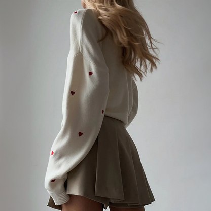 Amara Heart Knit Pullover Sweater