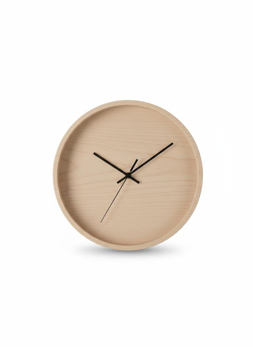 Beige Wood Wall Clock