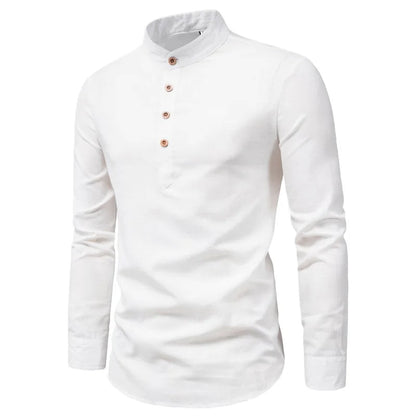 Calder Slim-Fit Cotton Shirt with Stand Collar
