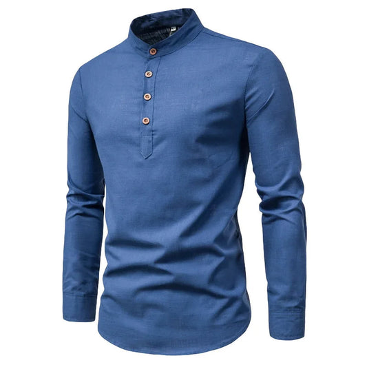Calder Slim-Fit Cotton Shirt with Stand Collar