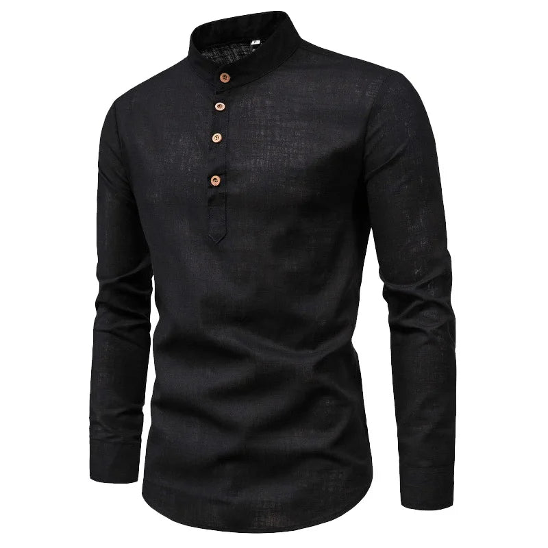 Calder Slim-Fit Cotton Shirt with Stand Collar