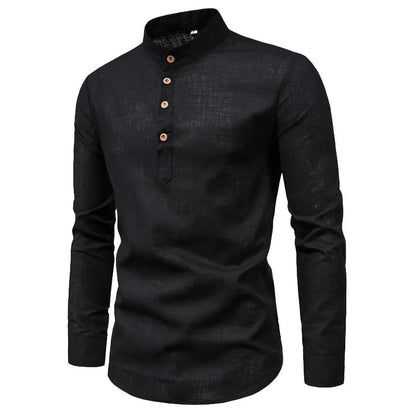 Calder Slim-Fit Cotton Shirt with Stand Collar