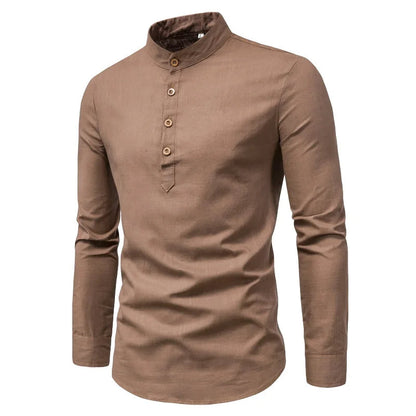 Calder Slim-Fit Cotton Shirt with Stand Collar