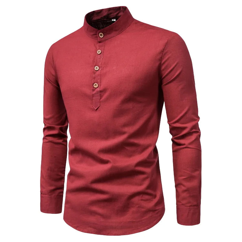 Calder Slim-Fit Cotton Shirt with Stand Collar