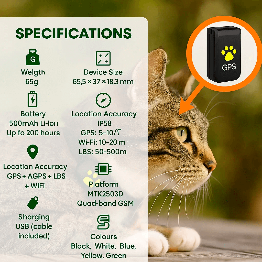 PawGuard Smart GPS Cat Tracker